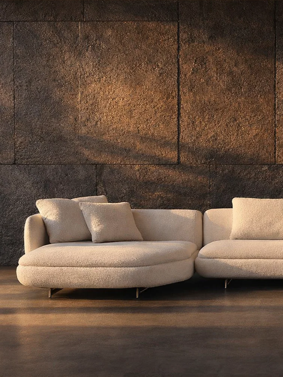 Restyly boucle l shape sofa living room